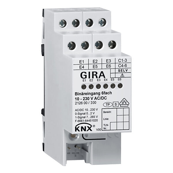 Gira Binäreingang 6f. KNX 10-230V AC/DC 212600